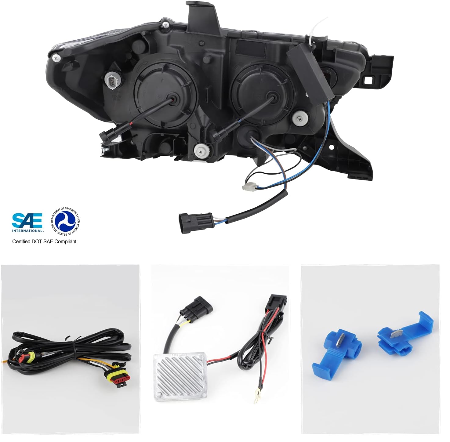 AKKON - [Full LED For 2016-2023 Toyota Tacoma SR/SR5 LED Sequential Retrofit Projector Black Headlights Assemblies