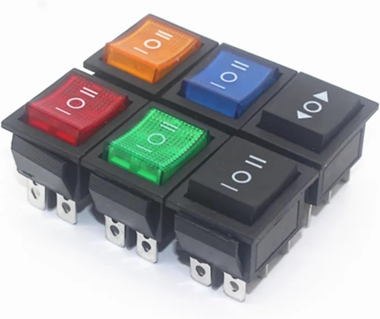 KCD4 Rocker Switch Power Switch 3 Position 6 Pins Electrical Equipment with Light Switch 16A 250VAC/ 20A 125VAC 1PCS(Blue)