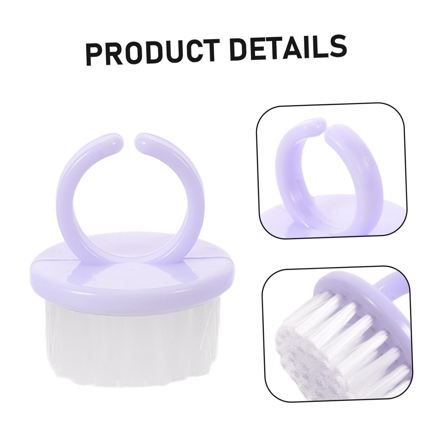 Lurrose 10pcs Ring Shaped Nail Dust Brushes for Fingernails and Toenails, Compact and Portable Manicure Pedicure Cleaning Brush with Easy Handle Grip, Polystyrene and Pp Bristles