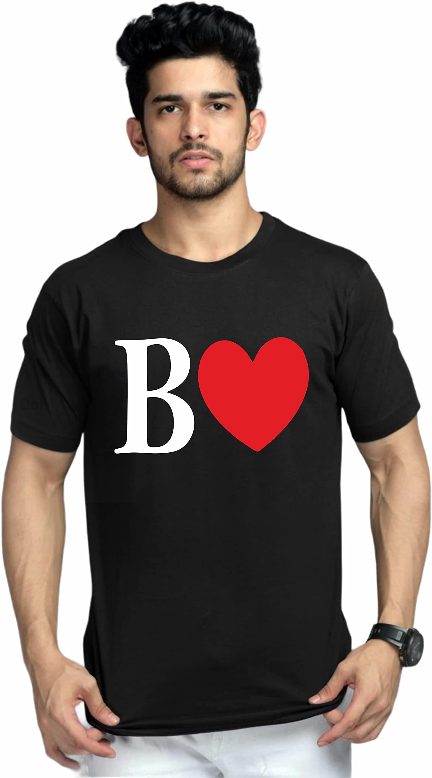 Uniplanet StoreMen's Cotton B Love Round Neck Black T-Shirt