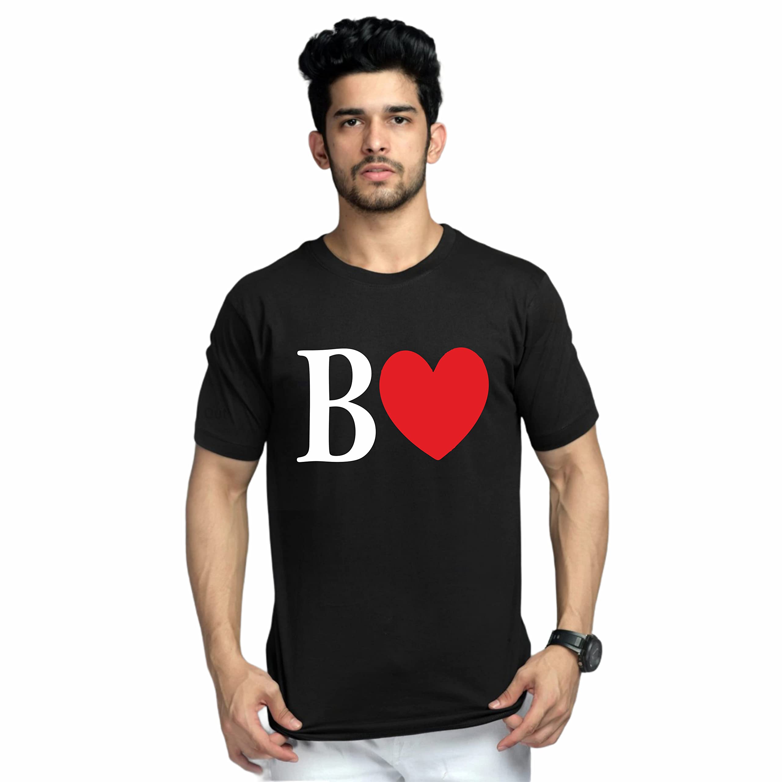Uniplanet StoreMen's Cotton B Love Round Neck Black T-Shirt