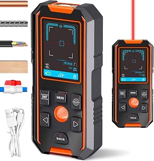 NOYAFA NF-518S 3-in-1 Stud Finder Wall Scanner with 60m Laser Rangefinder, Digital Level, Rechargeable Voice Alerts for Metal Wood AC Wires