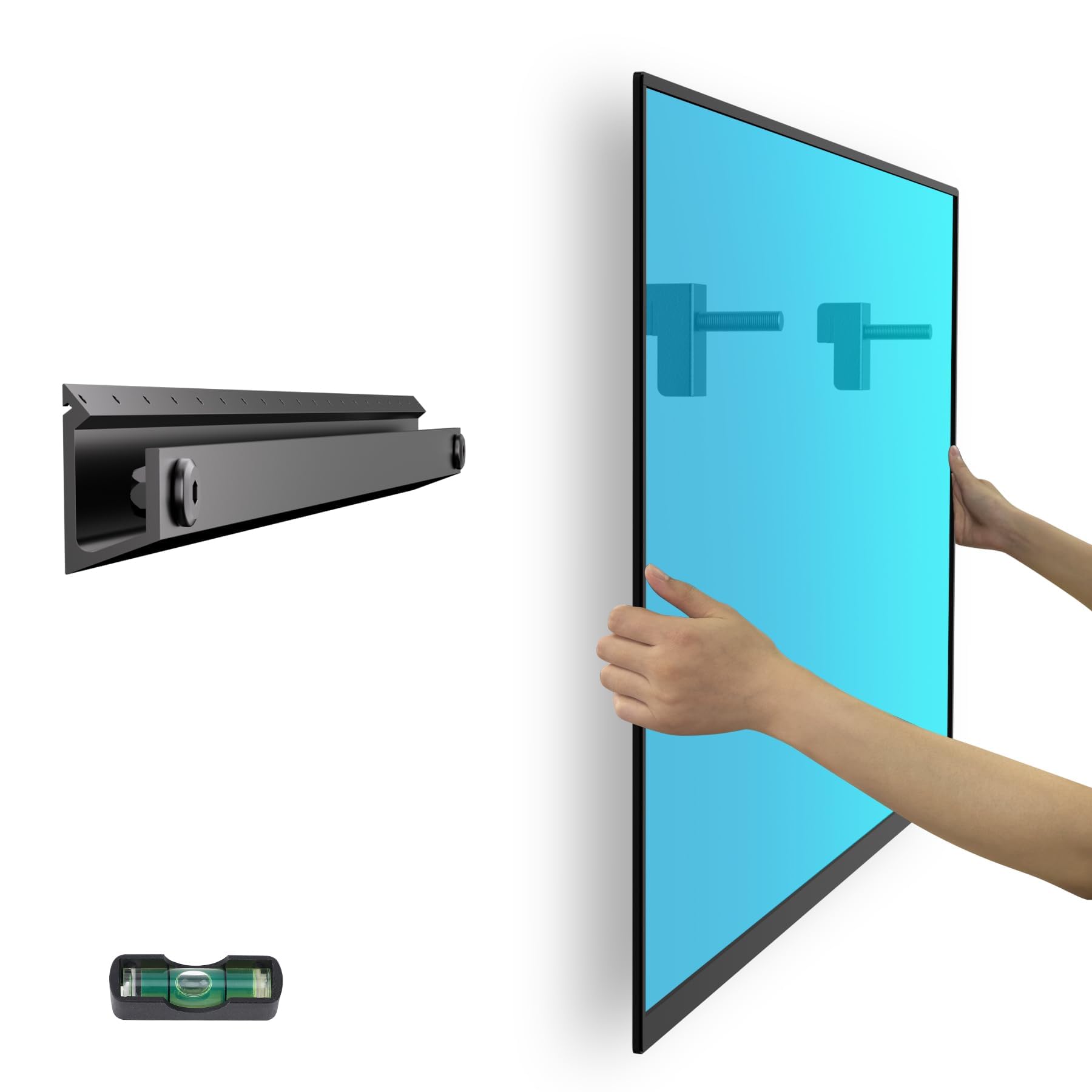 Studless TV Wandhalterung für 22-55 Zoll Bildschirme bis zu 45kg, TV wandhalterung für rigipswand, MAX VESA 400 x 400 mm, ohne Bohren, einfachtion (schwarz)