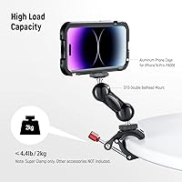 Vista 6 de NEEWER Super Clamp con zapata fría y orificios de rosca de 1/4 de pulgada y 3/8 pulgadas, carga máxima de 8.8 lbs, soporte de trípode de cámara