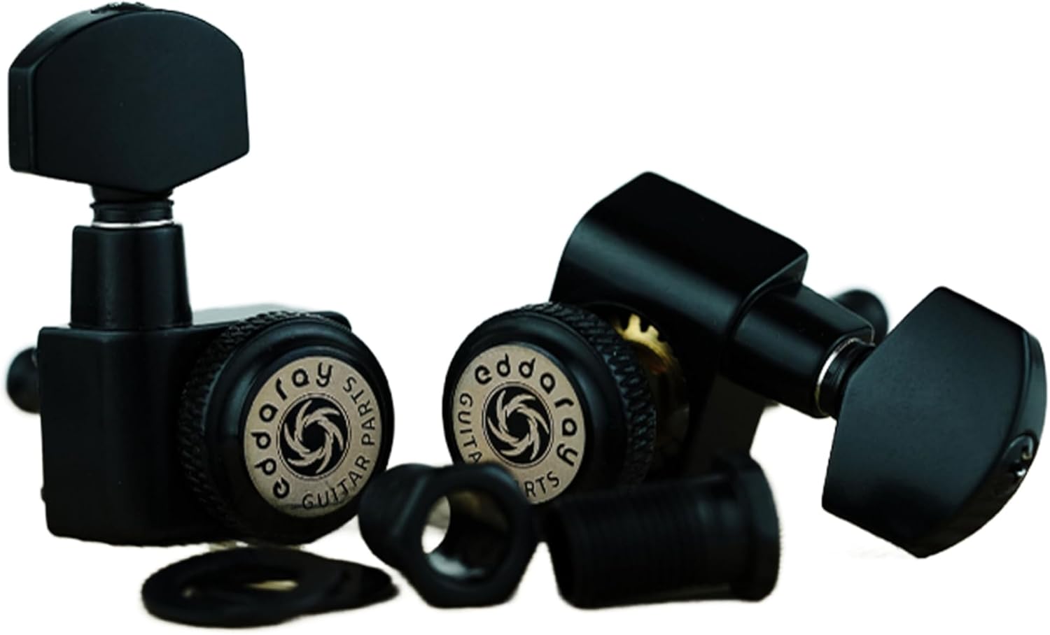 6 In-line Guitar Locking Tuners, 1:18 Gear Ratio Lock String Tuning Key Pegs Machine Heads Replacement, Black
