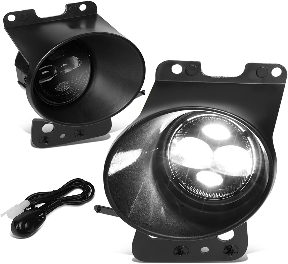 Auto Dynasty High Power Full LED Projector Front Bumper Driving Fog Light Lamps with Switch and Bezels Compatible with Ford F150 Lincoln Mark LT 05-08, Driver and Passenger Side, Smoked Lens