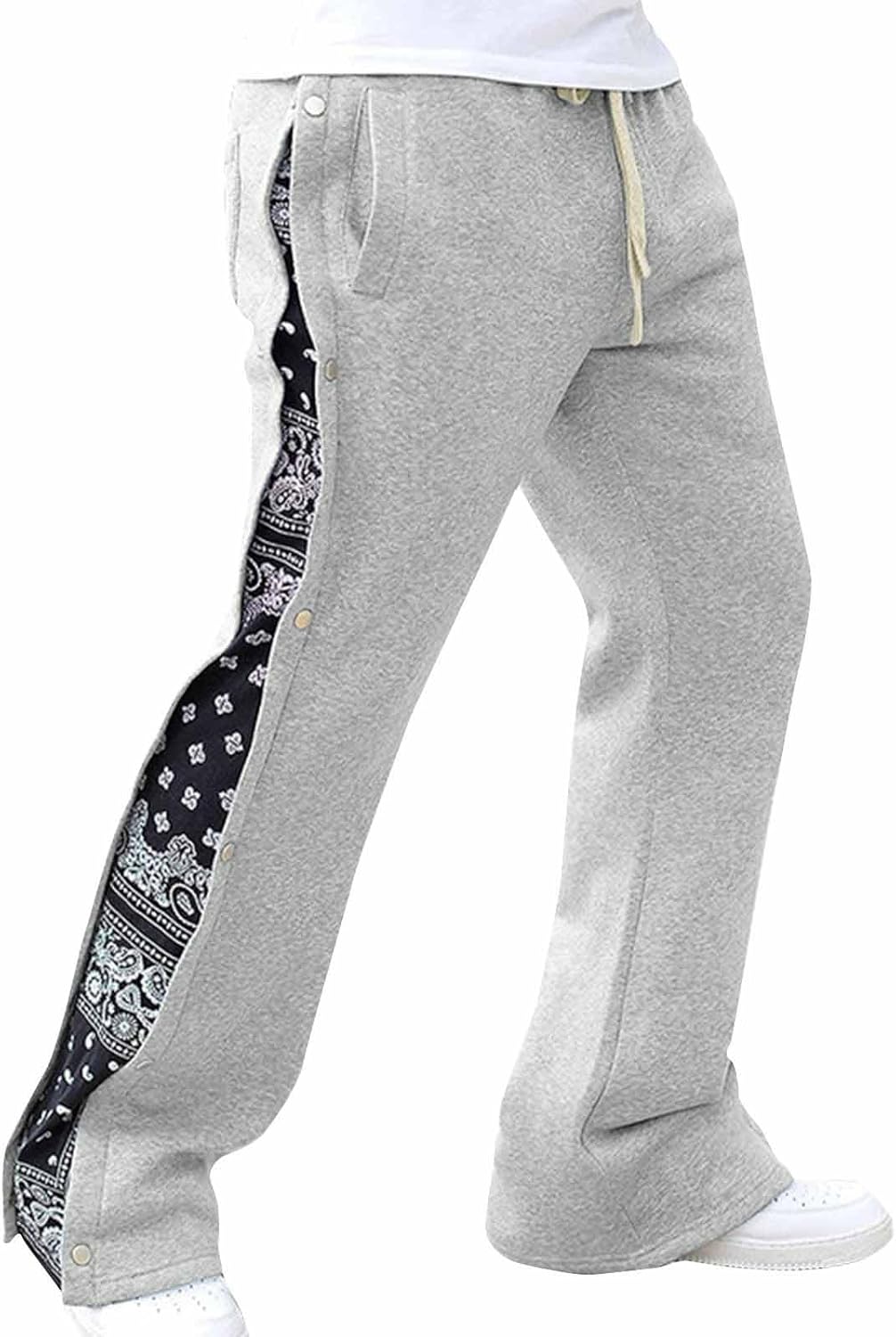 Men's Y2K Sweatpants Graphic Flare Sweatpants Color Block Drawstring Waist Pants Streetwear Lightweight Trousers