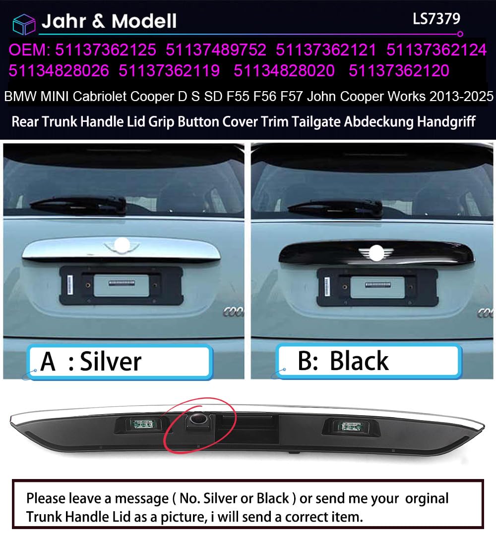 Samochodowe listwy uchwytowe do BMW MINI Cabriolet Cooper D S SD F55 F56 F57 John Cooper Works 2013-2025 OEM: 51137362125 51137489752 51137362121 51137362124 11348 28026 51137362119 51137362120