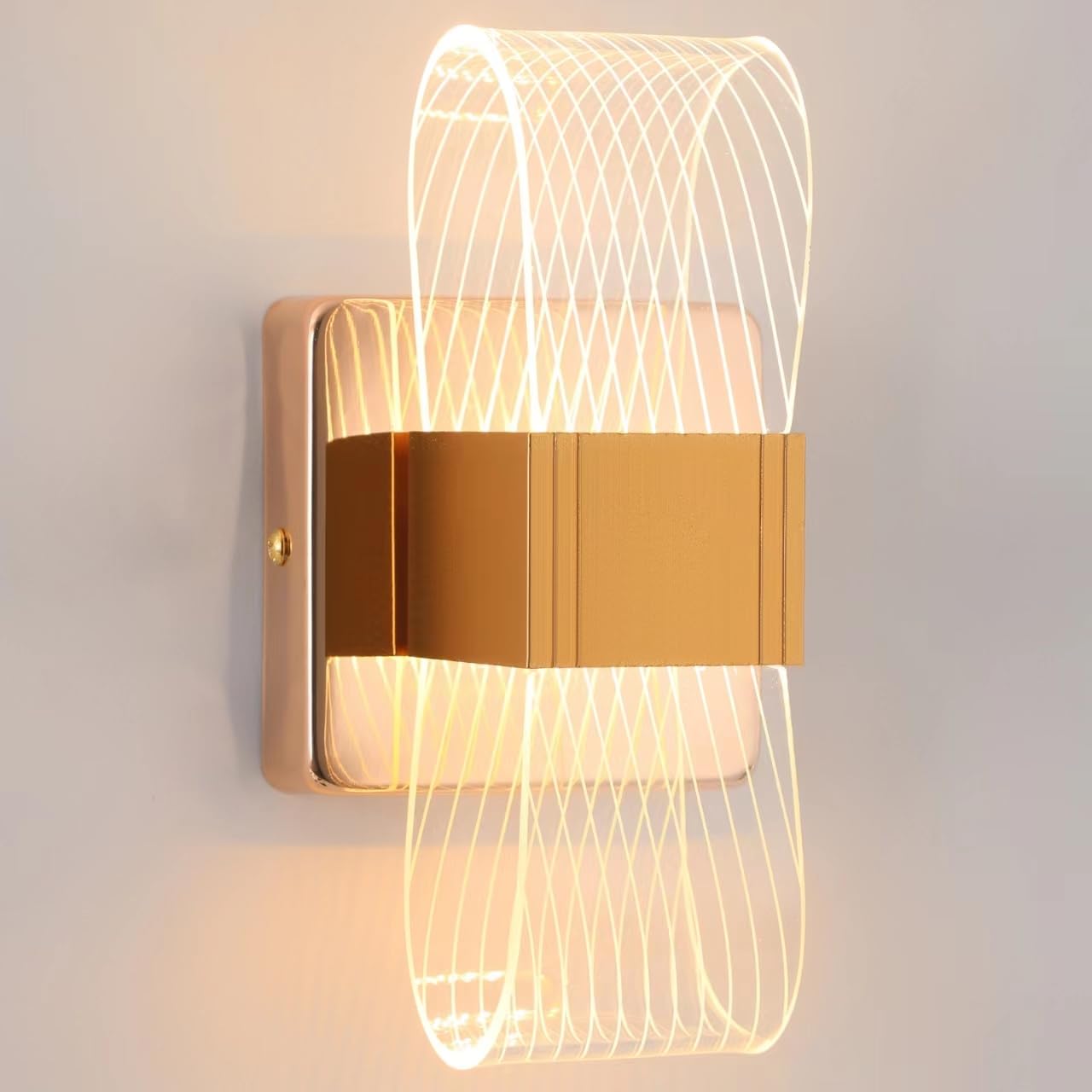 YATAI LIGHTING Bedroom Modern Wall Light,LED Simple Gold Wall Lamp with Light Guide Plate, Acrylic Dimmable Wall Light for Living Room, Hallway, Bedroom, Stairs, 10W