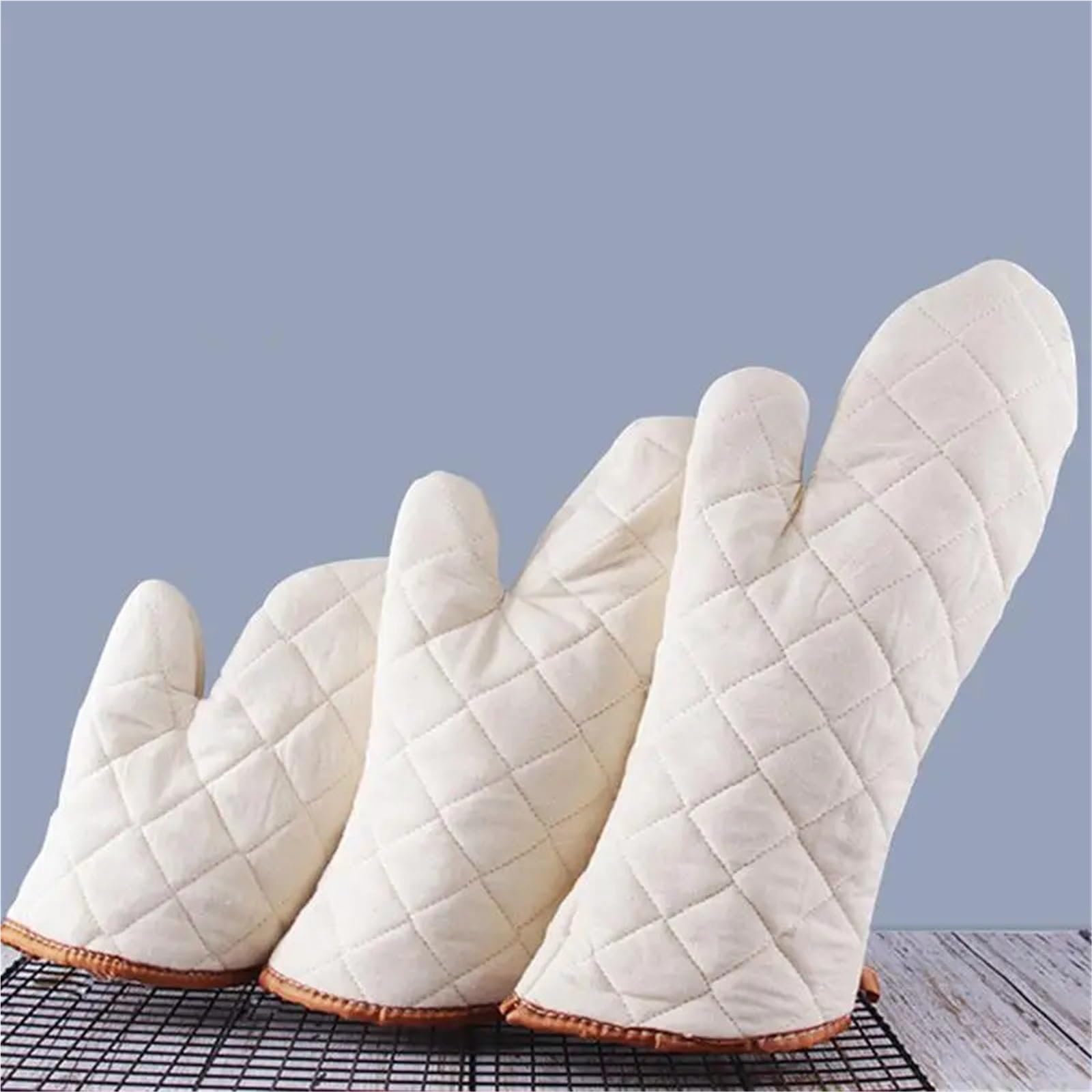 MRKU Gants de Cuisine en Coton Blanc, Lot de 2, antidérapants et résistants à la Chaleur, pour la Maison, Le Restaurant et Les grillades.