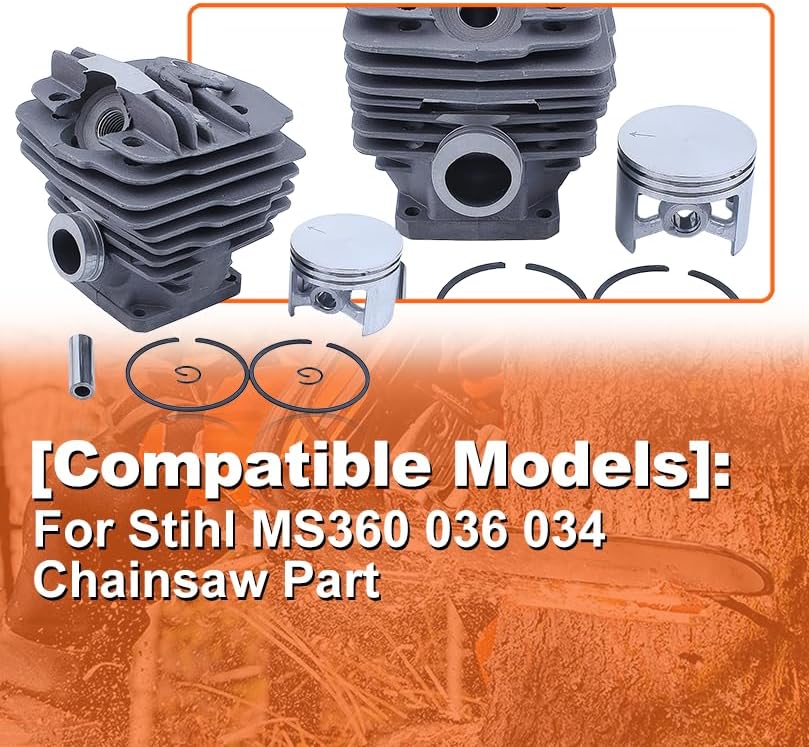 Miniatura 4 de Kit de anillo de pistón de cilindro de 1.890 in para Stihl MS360 036 034 Filtro de combustible de aceite de motosierra, cilindro, pistón, perno,