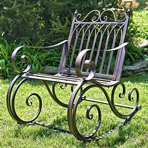 Zaer Ltd. Outdoor Metal Rocking Arm Chair/Bench (Arm Chair, Bronze