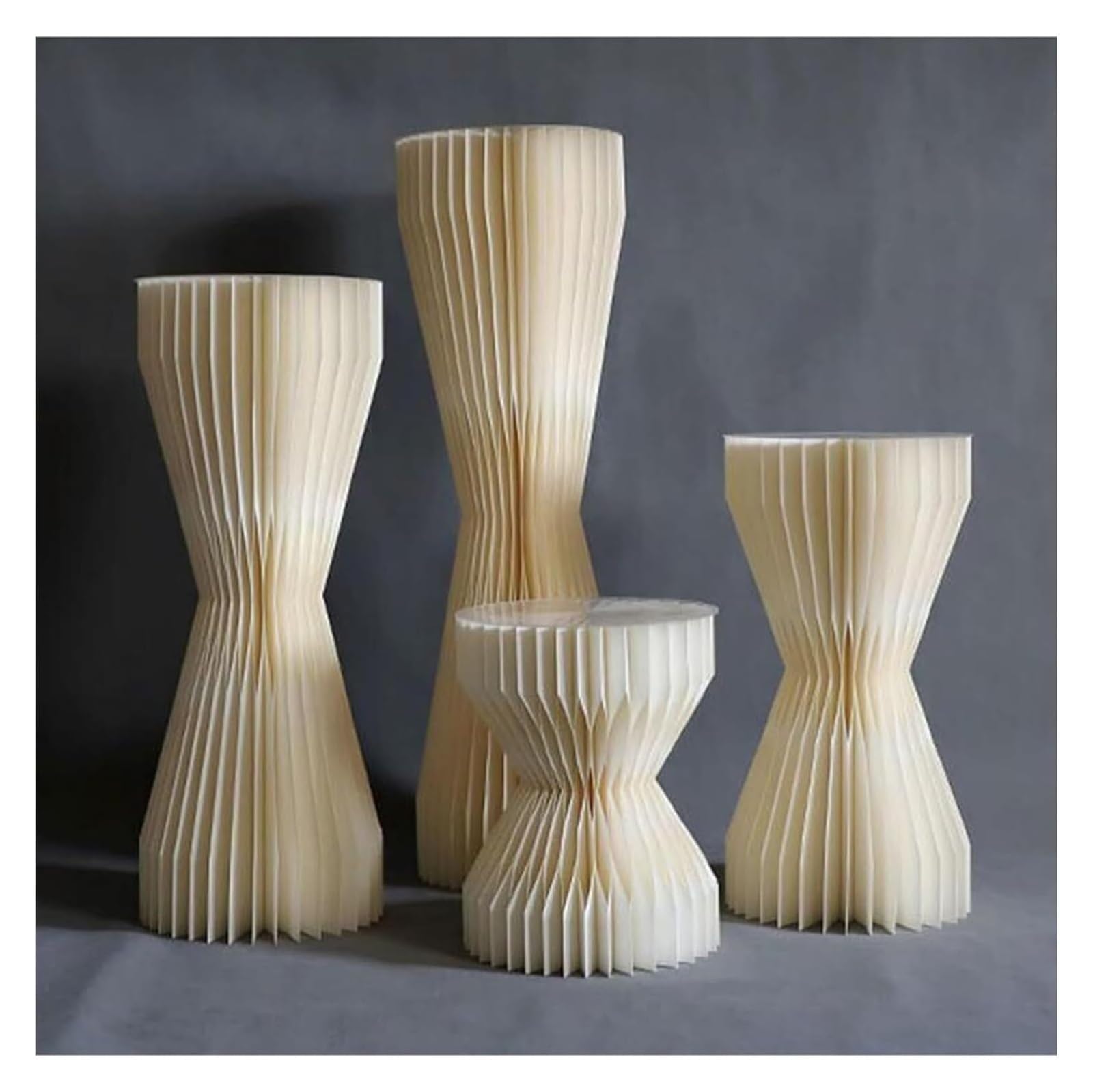 CXGfdghD plinth， 4pcs Foldable Paper Columns Display Pedestal Stand, Wedding Centerpiece Cardboard Roman Pillar Acrylic Disc
