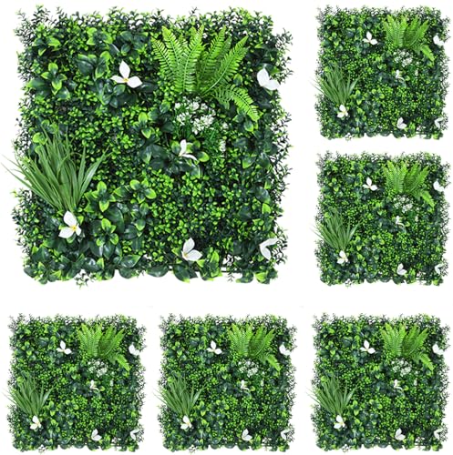 20"x20" Artificial Grass Wall, 6Pcs Hedge Panels with 100 Zip Ties, Hedge Panels, Artificial Grass Backdrop for Outdoor, Indoor, Garden, Backyard and Décor