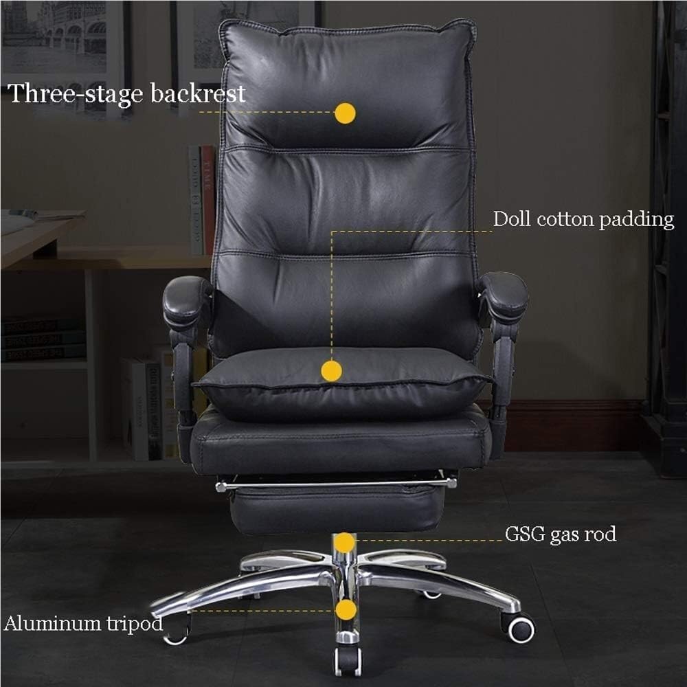 Big and Tall Executive Office Chair Reclining Computer Desk Chair Adjustable Tilt Angle Thick Padding Ergonomic Design Lumbar Support for Meeting Room Reception Study Workstation