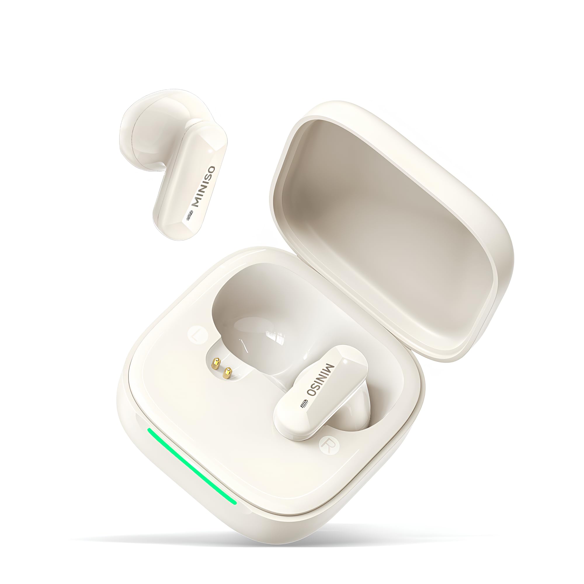 MINISO MS119 KI Übersetzer Kopfhörer, 3-in-1 Übersetzungskopfhörer in Echtzeit, 165 Sprachen & 9 Übersetzungsmodi, Bluetooth 6.0, mit IXP5-Wasserschutz, 48H Akkulaufzeit für Reisen Business, Beige