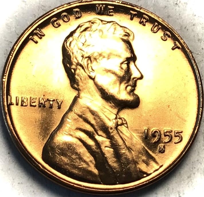 1955 S Lincoln Wheat Cent Red BU MS Penny Seller Mint State Thumbnail