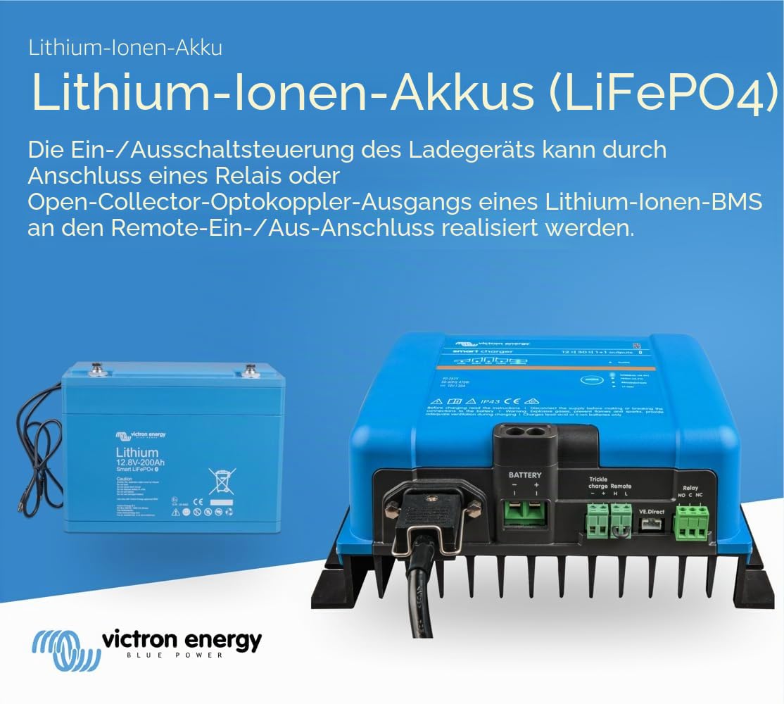 Victron Energy Smart IP43 12 Volt 30 AMP 120-240VAC (1+1) Ausgänge Batterieladegerät Bluetooth | Ausgang Batterieladegerät (1+1) mit Bluetooth