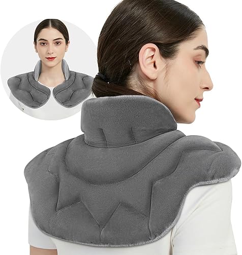Almohadilla térmica para microondas para cuello y hombros, envoltura térmica húmeda para microondas con peso para aliviar el dolor, tensión muscular