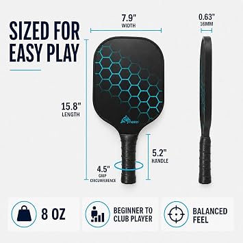 Pickleball Paddle Set of 2 T700 Carbon Fiber with 16mm Core - Complete Bundle with 4 Balls & Carry Bag - High Performance Control Pickleball Rackets for Beginners & Intermediate Players