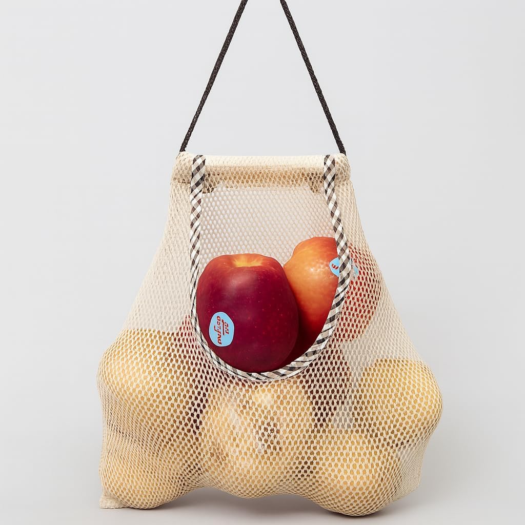 Reusable Hanging Storage Mesh Bags, White, 2 Bags & 2 Hooks image 4