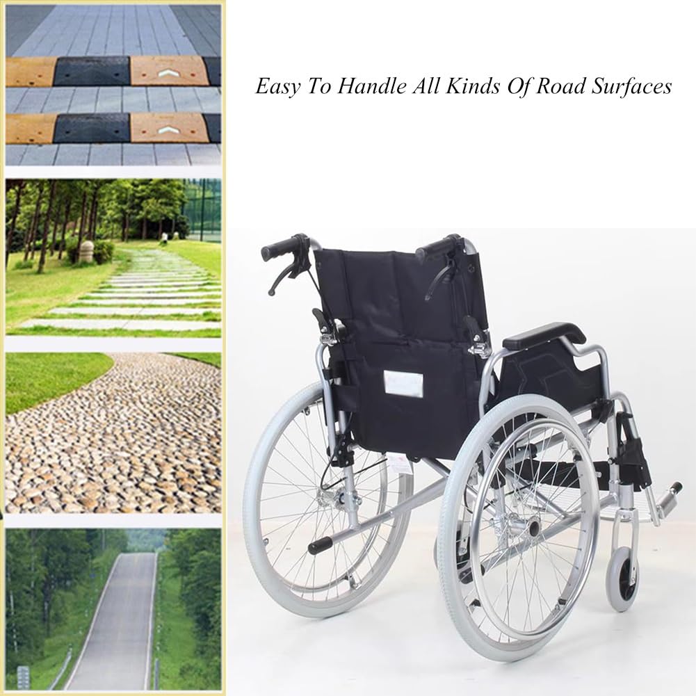 1 Par de Ruedas Traseras de Repuesto para Silla de Ruedas de 24 pulgadas, 24 x 1 3/8 Inflables Neumáticos, Rodamientos de 12 mm (1/2"), Accesorios Manuales para Silla de Ruedas