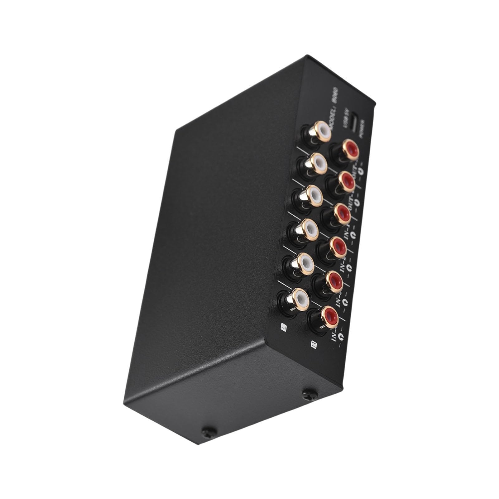 Generic Commutatore di Selezione della Sorgente 4-in-2-out Interfaccia Plug and Play per TV Lettore CD MP3, Connessione Placcata in Oro, Telecomando per Un'esperienza di Ascolto Senza Interruzioni