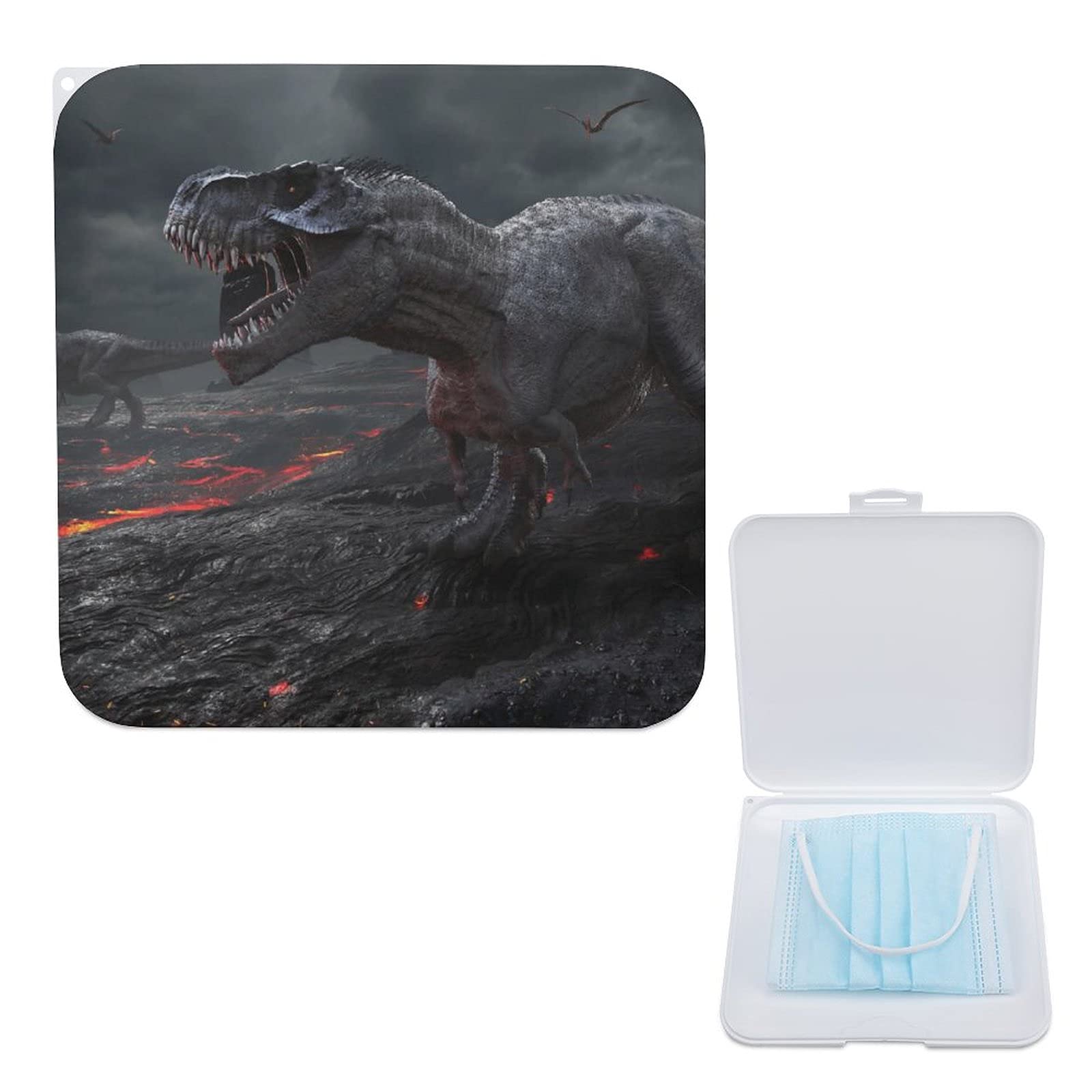 Portable Mask Storage Box Dinosaur Magma Mask Protector Organizer Disposable Case For Masks 13cmx13cm