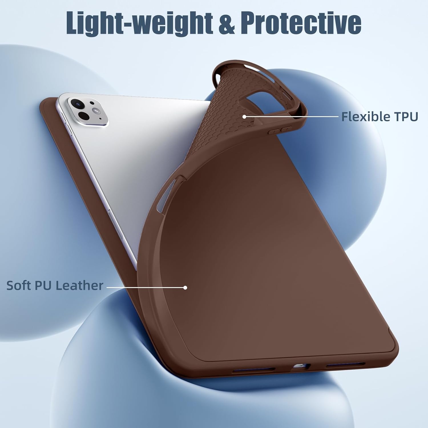 Kidopire New Compatible with iPad Pro 11 Inch Case (M4 2024/M5 2025) with Pencil Holder, Smart Cover with Protective Trifold Stand & Soft TPU Back, Auto Wake/Sleep, Support Pencil Pro, Dark Brown