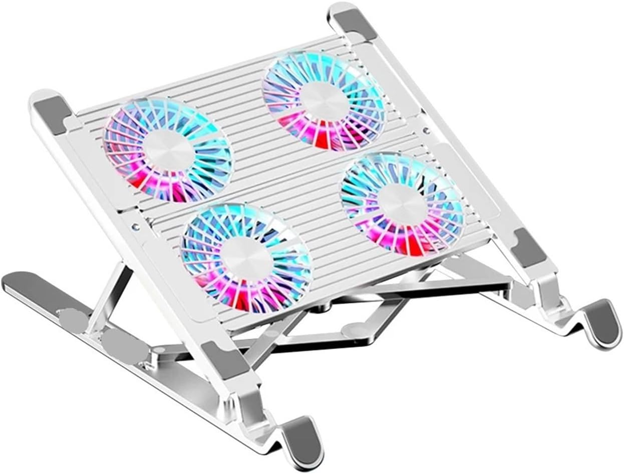 Silent Fan Laptop Cooler Pad Height Adjustable Notebook Stand for 11-17.3 Inch(4 Fan Black)