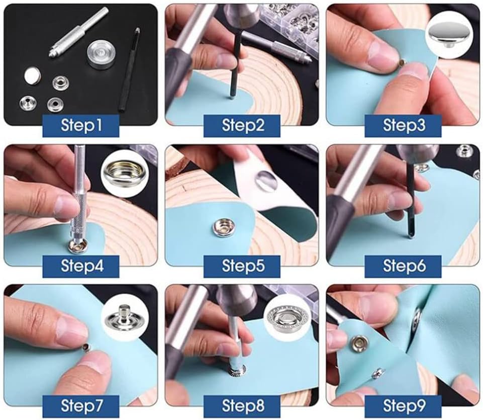 220 Pieces Metal Snap Fastener Kit, BetterJonny 15mm Copper Heavy Duty Snap Button Press Stud Cap with 3 Setting Tools for Marine Boat Canvas Bag Leather DIY Craft Black