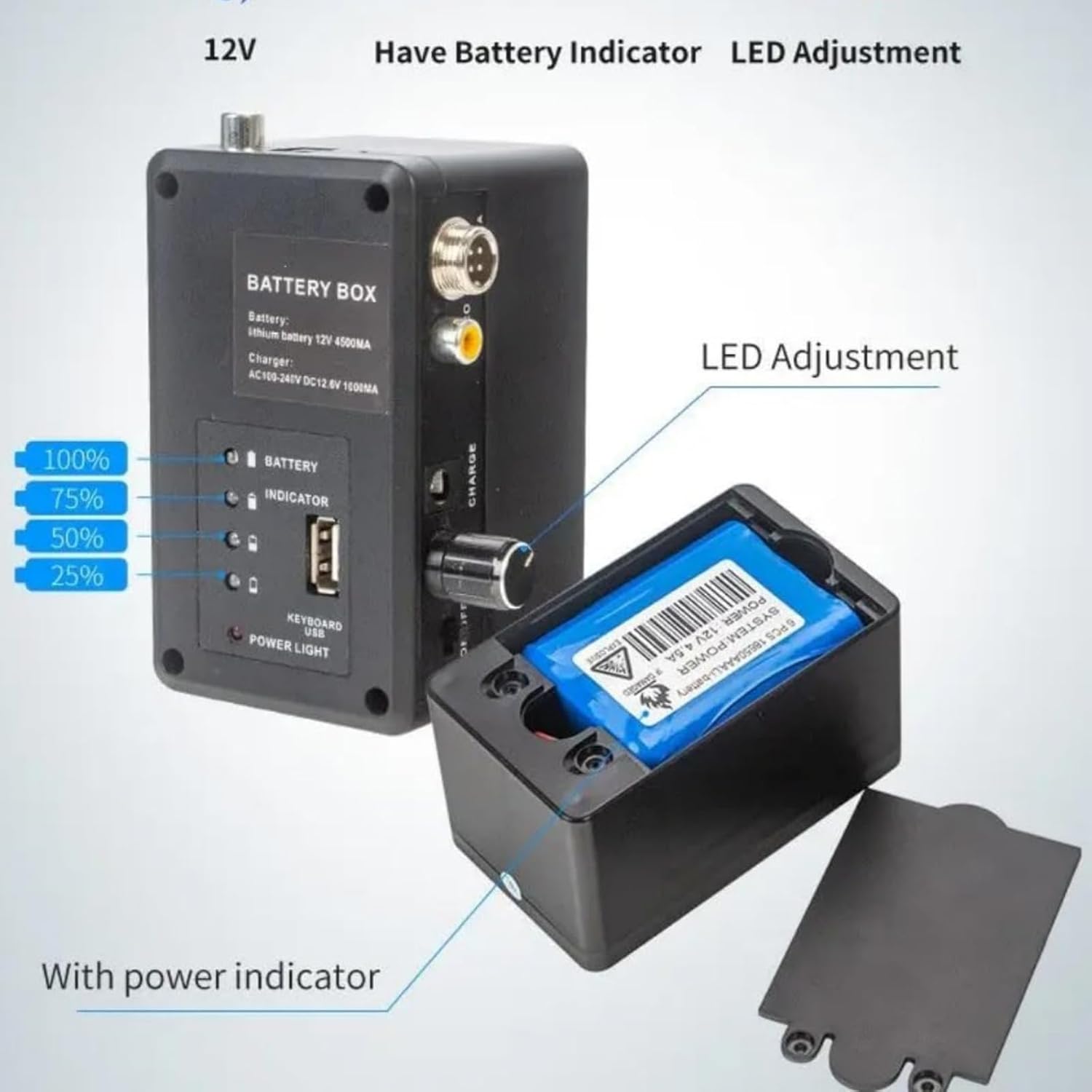 Sewer Camera Battery,12V 4500mAh Borescope Battery Box for Sewer Camera with 512HZ Sonde 9600F SP09F WP90F,Input 12.6V Output LED 9V Output Camera 9V for Pipe Inspection Camera with Locator