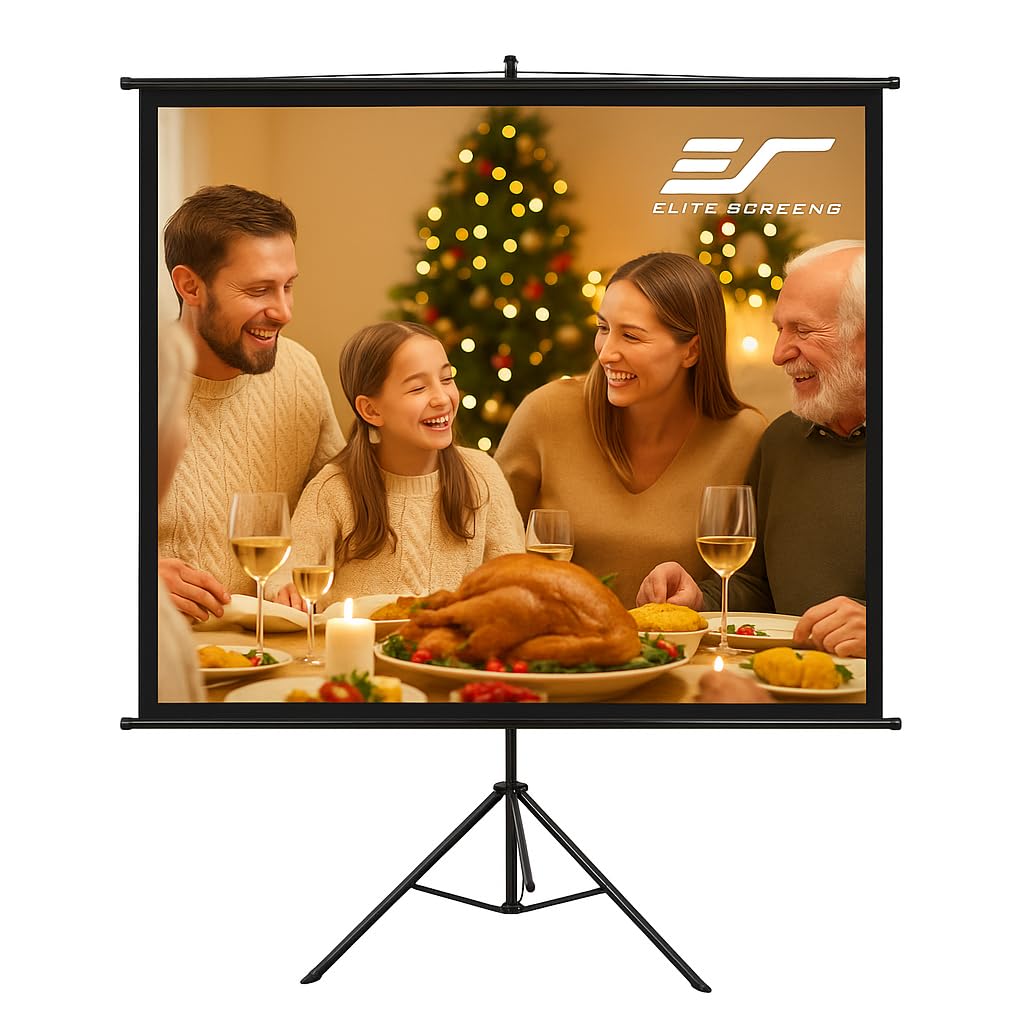 Elite Screens Yard Master Sport 96″ Portable Projector Screen, Dual Tripod/Wall Hanging 2-in-1, 1:1, MaxWhite Gain 1.1, Indoor/Outdoor with Carry Bag