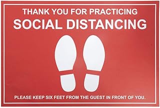 HUBERT Social Distancing Floor Decal 12 x 18 Red
