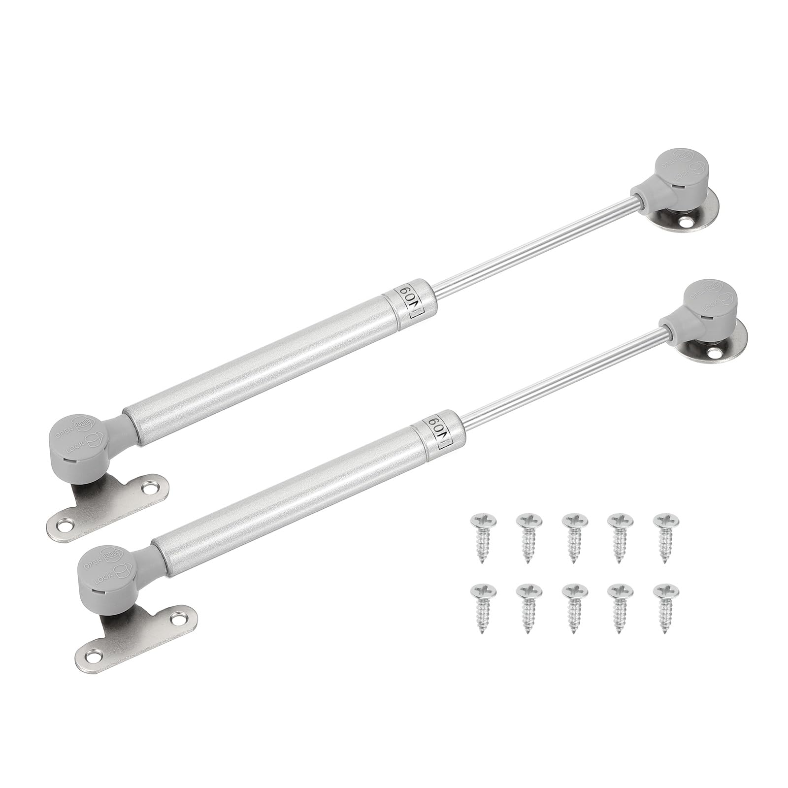 PATIKIL 10 Inch Gas Struts for Cabinets, 2 Pcs Gas Spring Shocks Lift Supports 60N/13lb Closing Hinges Heavy Lid Stay for Furniture Cabinet Door Kitchen Toy Box, Silver