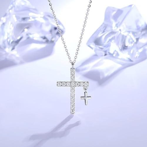 Miniatura 3 de Collar con colgante de moissanita de corte esmeralda redondo de plata de ley 925 de oro blanco de 18 quilates de 18 a 20 pulgadas