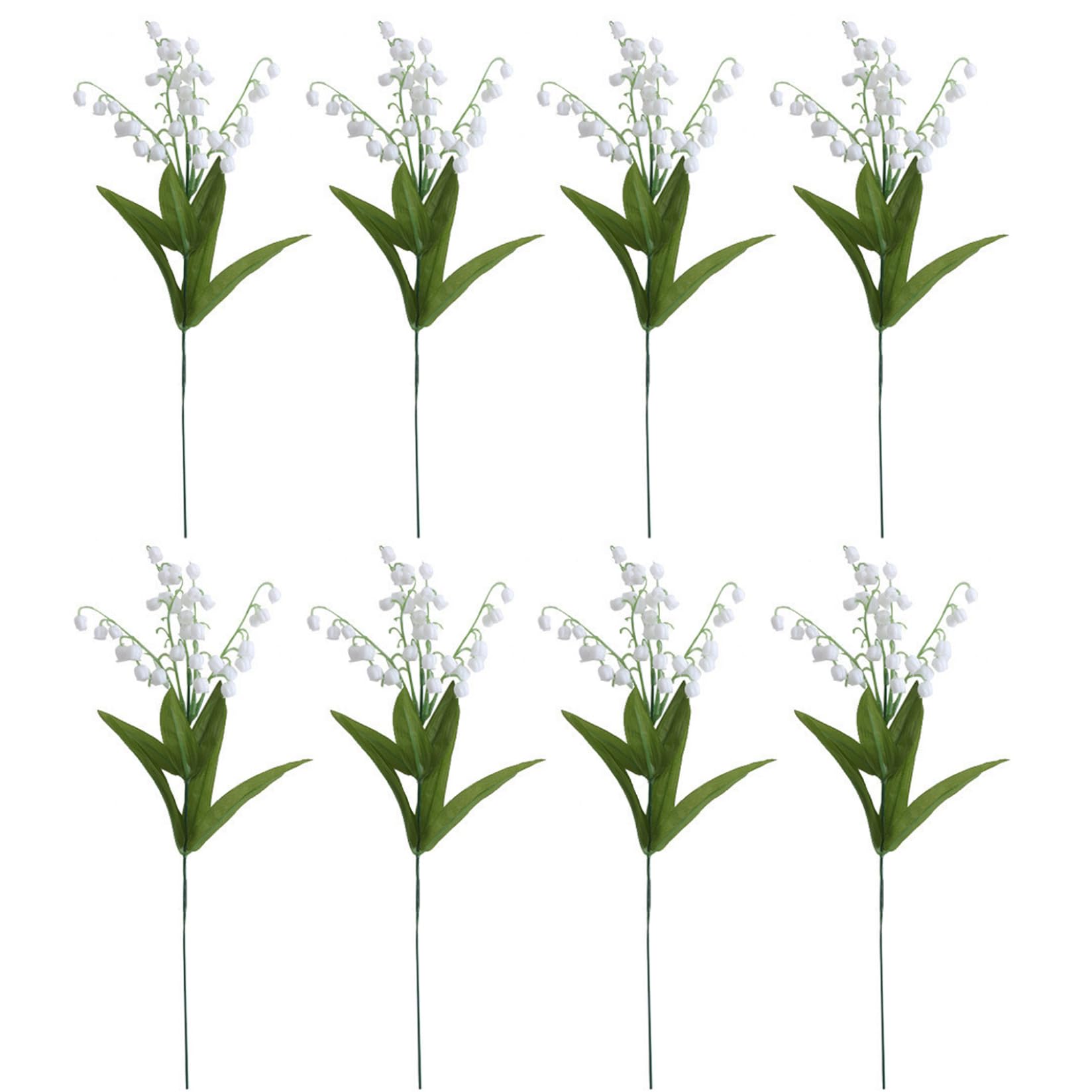 Perodlly 8Pcs Lily of the Valley Artificial Flowers, 36cm Realistic White Faux Flowers for Home Decor, 5 Branches..