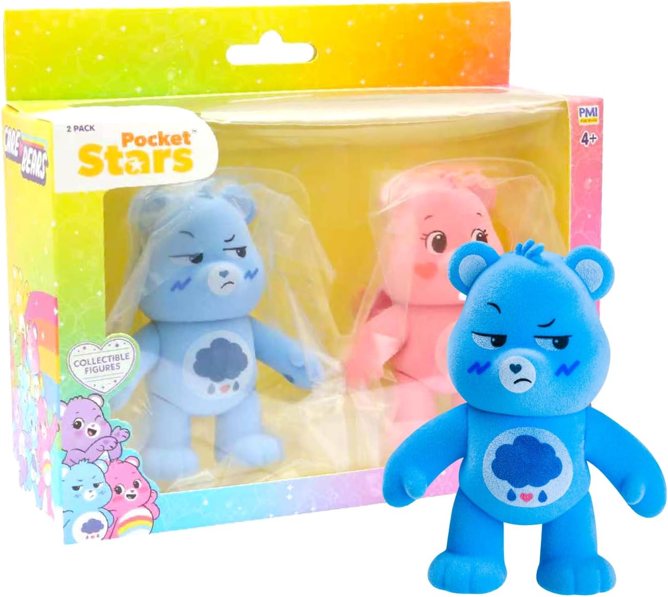 P.M.I. Articulated Action Figures | 2 Pack Window Box | 4 inch Poseable Figures | Official Care Bears Action Figures by PMI Kids World | Assortments A to C (Assortment A)