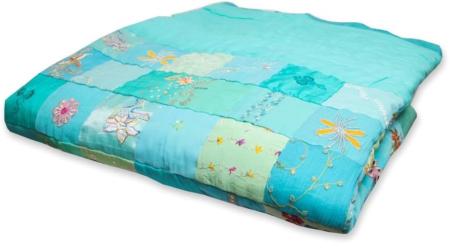 Bindi Plaid Patchwork Japanese Jade, 140 x 200 cm, Cotton, 35 x 39 x 10 cm