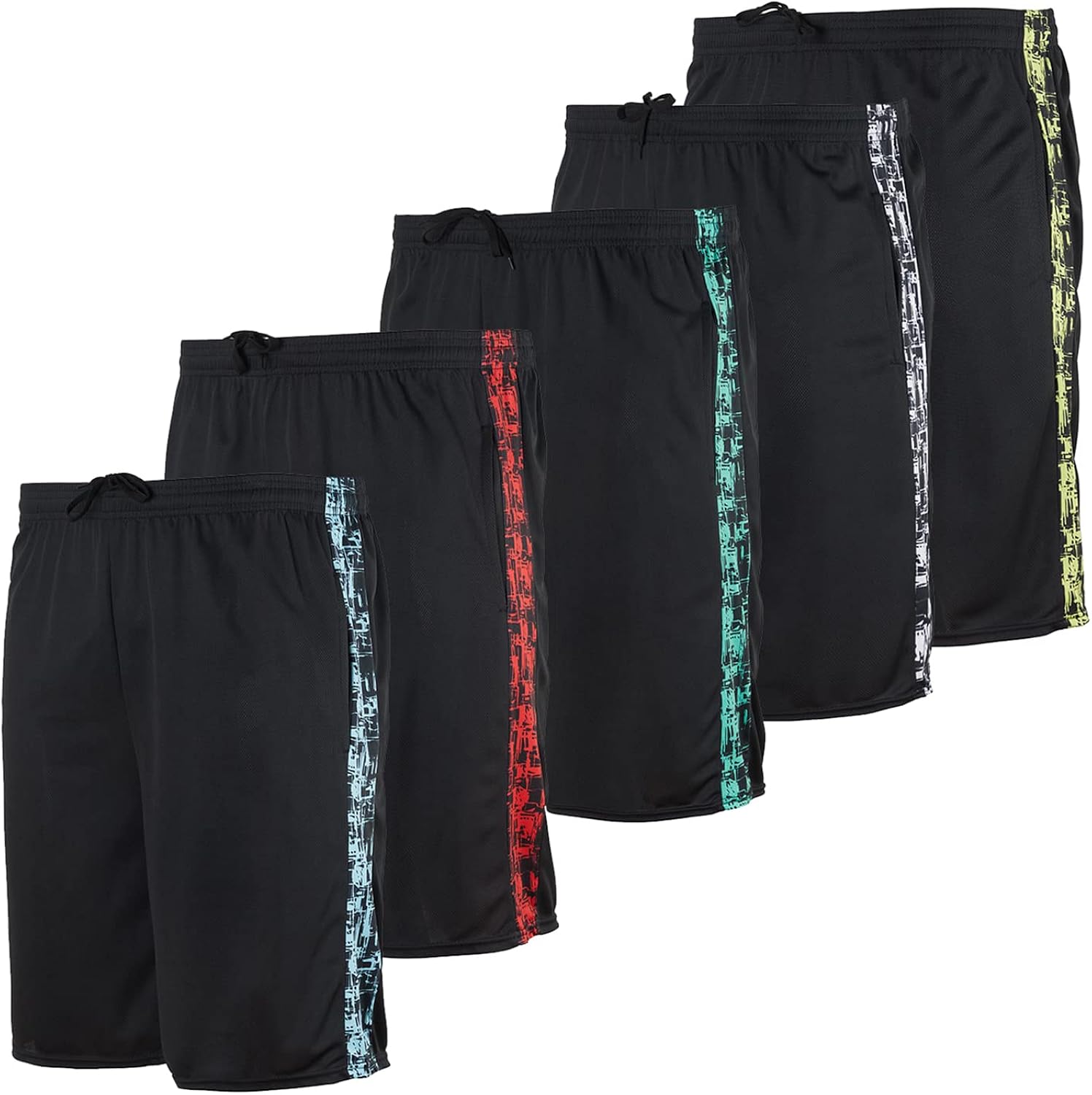 Real Essentials Boys' 5-Pack Mesh Active Athletic Performance Basketball Shorts with Pockets: Clothing, Shoes & Jewelry