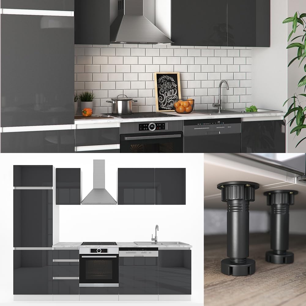 Vicco Cucina componibile Optima, Antracite lucido/bianco, 270 cm