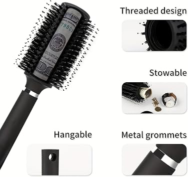 Diversion Safe Hair Brush with Hidden Storage Secret Safe for Hiding Money Key Hiding Travel Hair Brush - Discreet Storage Box for Valuables (Black)