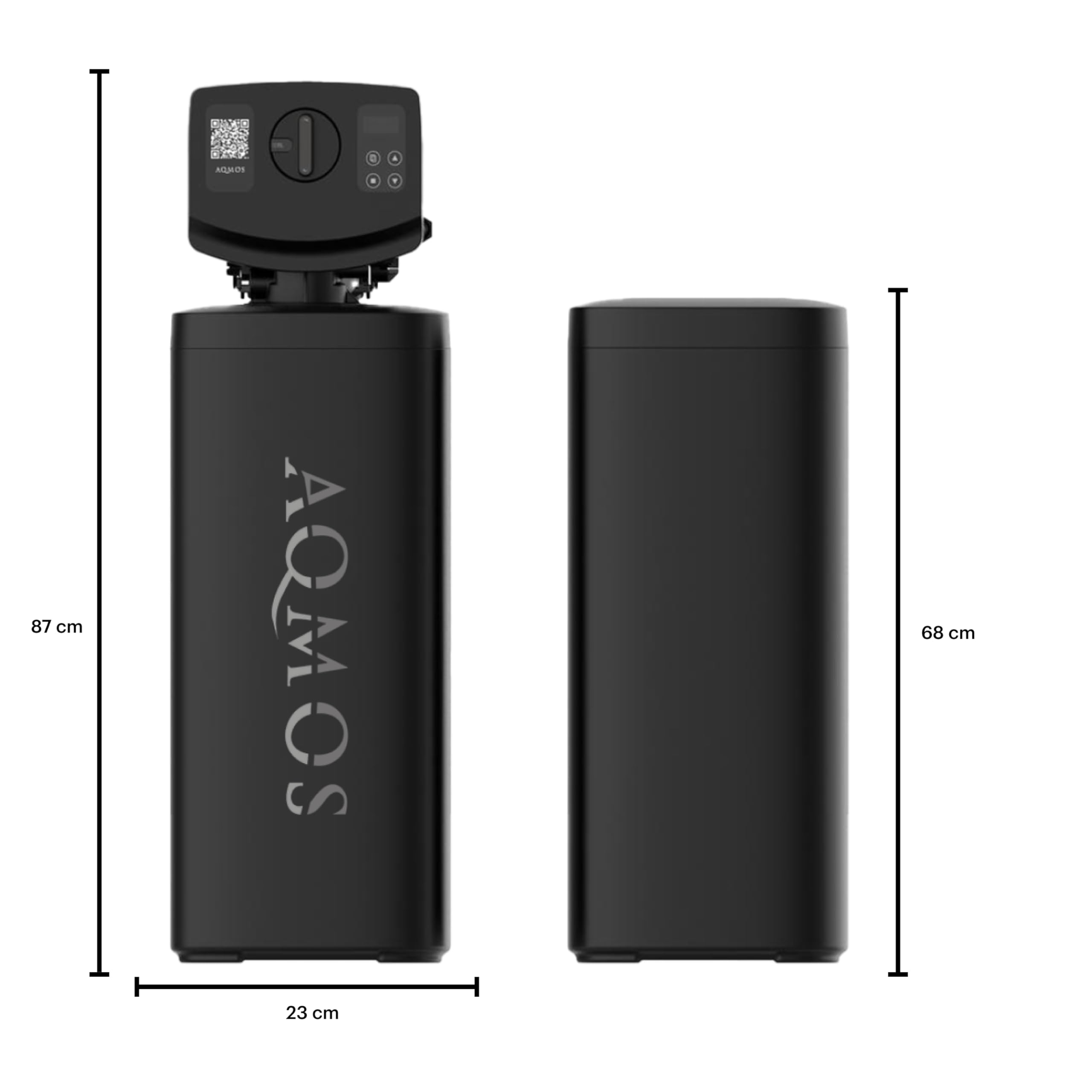 AQMOS FLEX-60 - Descalcificador de agua con kit de conexión de 1" y bloque de montaje de 1" para casa para 3 – 5 personas, capacidad de 6000 L, con depósito de sal externo, descalcificador de agua