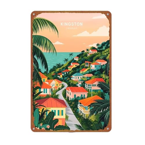 Kingston Jamaica Coastal Town Vintage Travel Poster Wall Decor 8x12 Inch