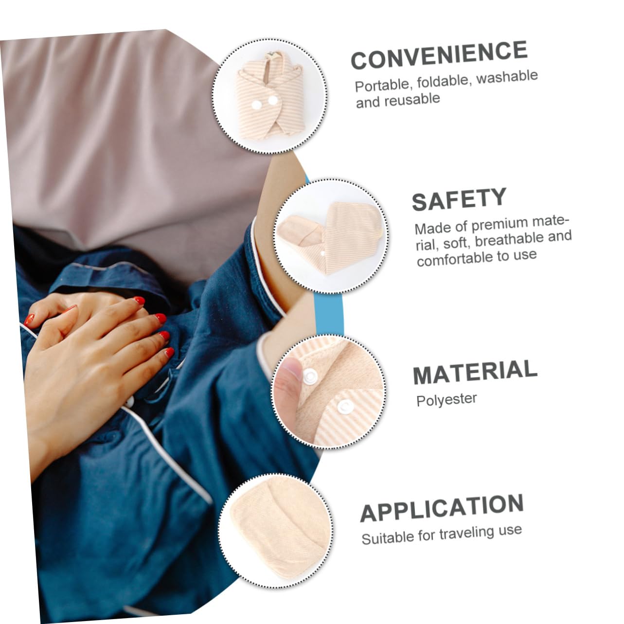 Beaupretty 4 Piezas toalla sanitaria de tela diarios toalla higiénica Toalla sanitaria lavable toalla higiénica portátil almohadillas de mamá servilleta sanitaria Toalla tía