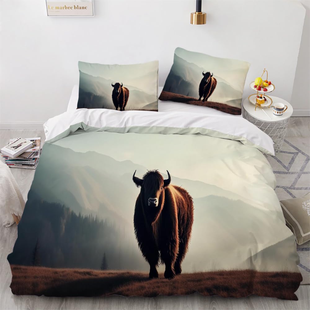 Housse de couette vache 220x240 avec fermeture éclair invisible et motif 3D réaliste