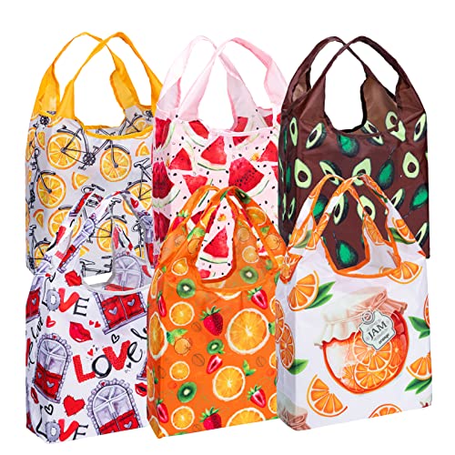 Atpylan Reusable Grocery Bags, Vibrant Shopping Bag For Groceries, Beach Gear & More, Ripstop, Folds Into Pouch, 6 Pack #TOP14