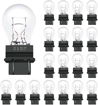 3157 Bulbs 20 Pack,12V 3047 3057 3157LL 3157K 3457 3757 4057 4157 Miniature Bulb Mini Bulb,Brake Light Turn Signal Side Marker Tail Light Bulb Replacement