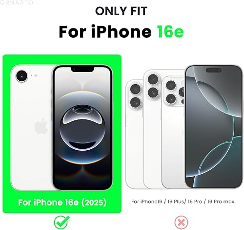 Miniatura 2 de ORNARTO Funda compatible con iPhone 16e de 6.1 pulgadas (2025), silicona líquida de 3 capas cubierta completa de goma de gel suave, funda protectora