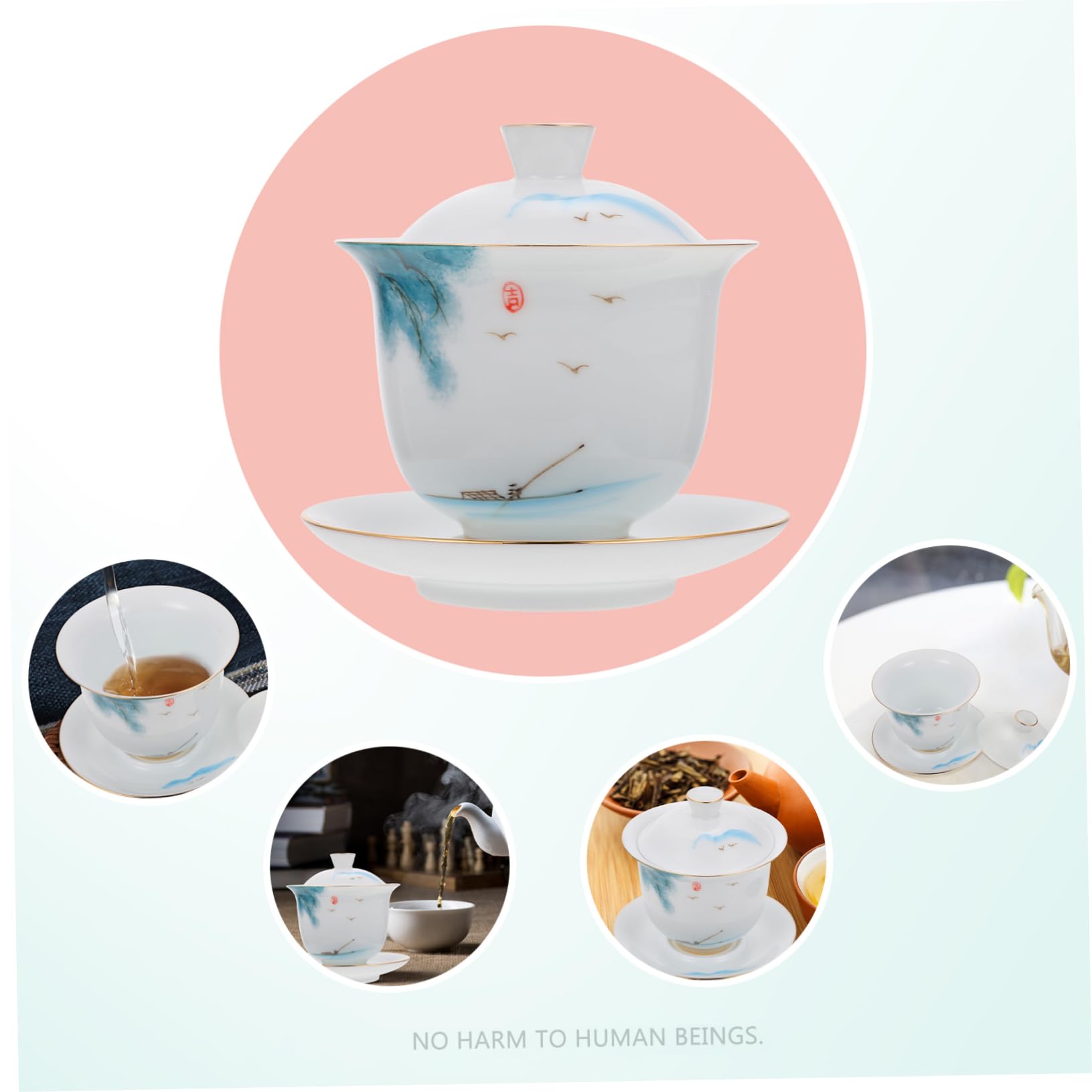 Juego de té, 1 Juego de Tazas de café de cerámica con Tapa, Tazas de café Transparentes para inauguración de la casa, Tetera de cerámica de Estilo japonés y Porcelana (Blanca)